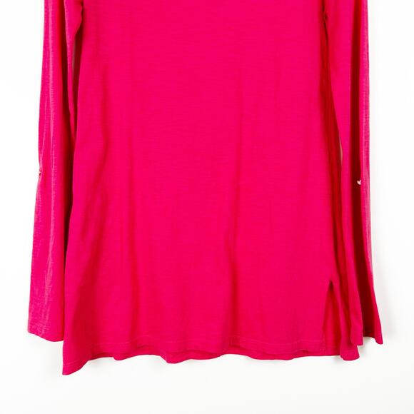 Lilly Pulitzer Eliana Tunic Top Coral/White Beaded Roll Sleeves Womens Size XS - Picture 10 of 12